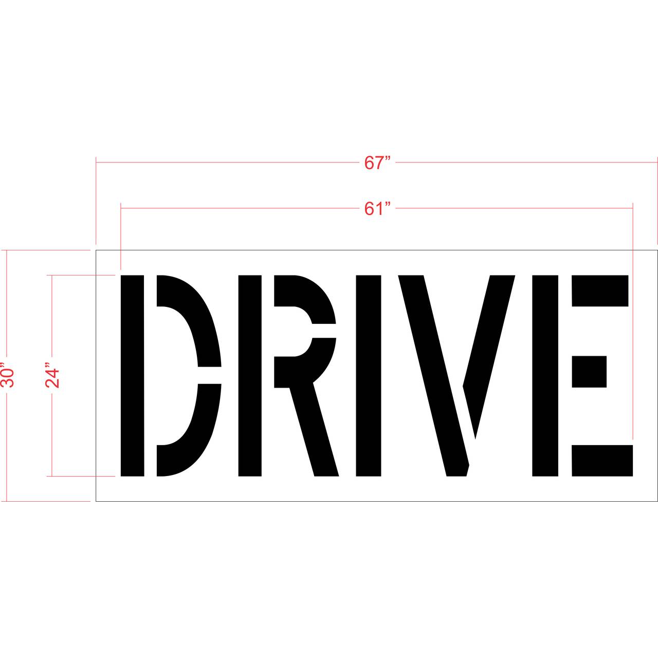24 inch DRIVE stencil for drive-thru and parking lot directional pavement striping applications