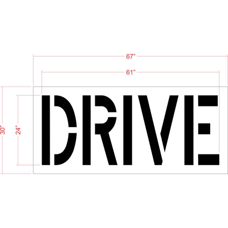 24 inch DRIVE stencil for drive-thru and parking lot directional pavement striping applications