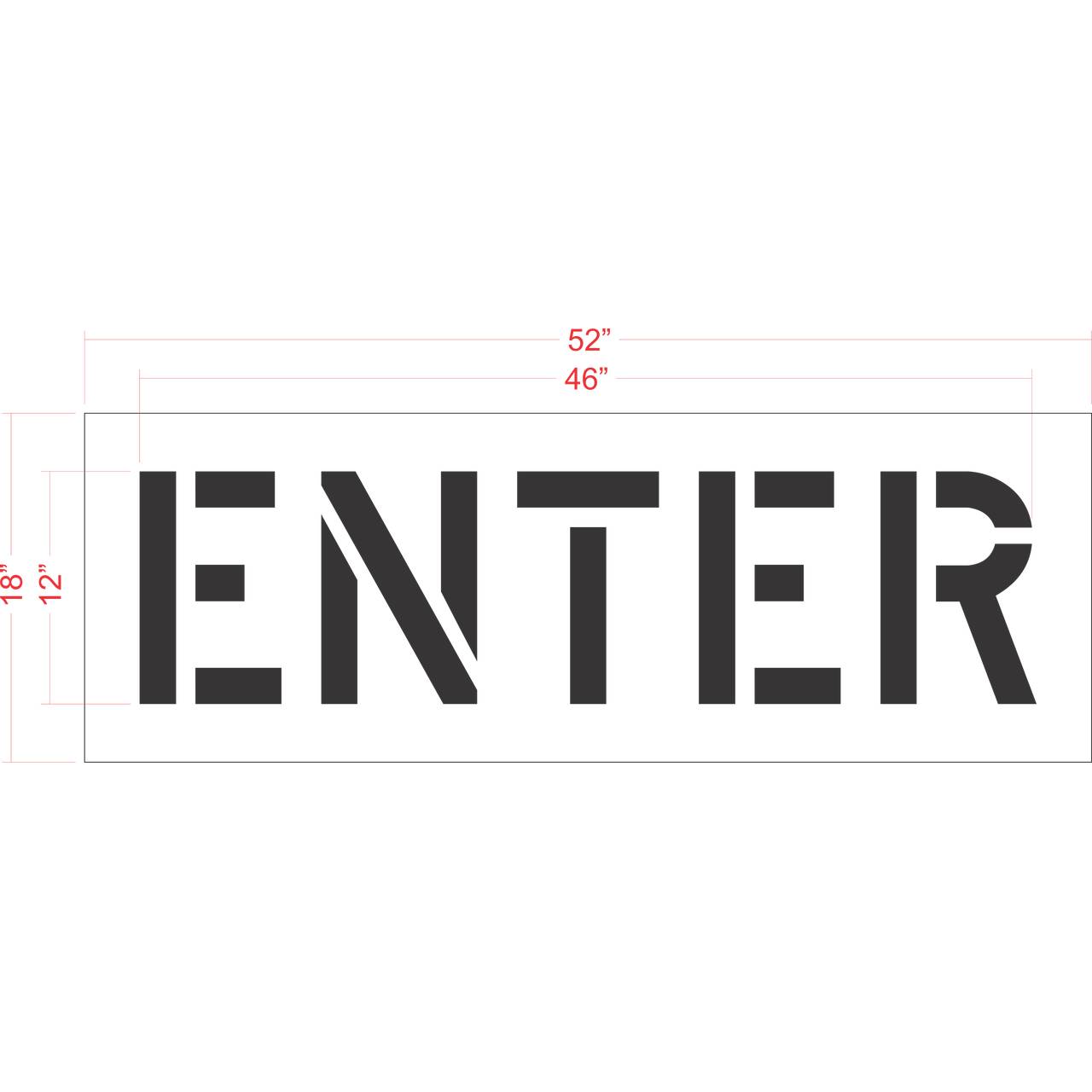 12 inch ENTER stencil for small-format parking lot and roadway directional pavement striping applications