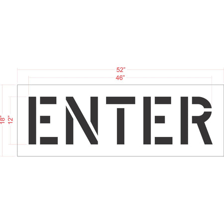 12 inch ENTER stencil for small-format parking lot and roadway directional pavement striping applications