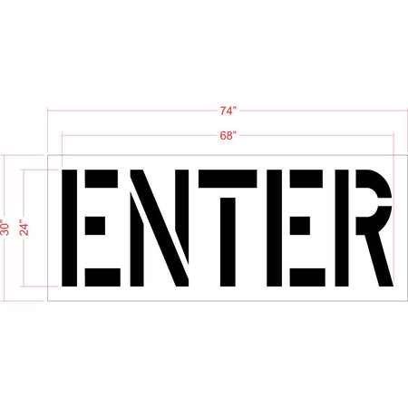 24 inch ENTER stencil for parking lot and roadway directional pavement striping applications
