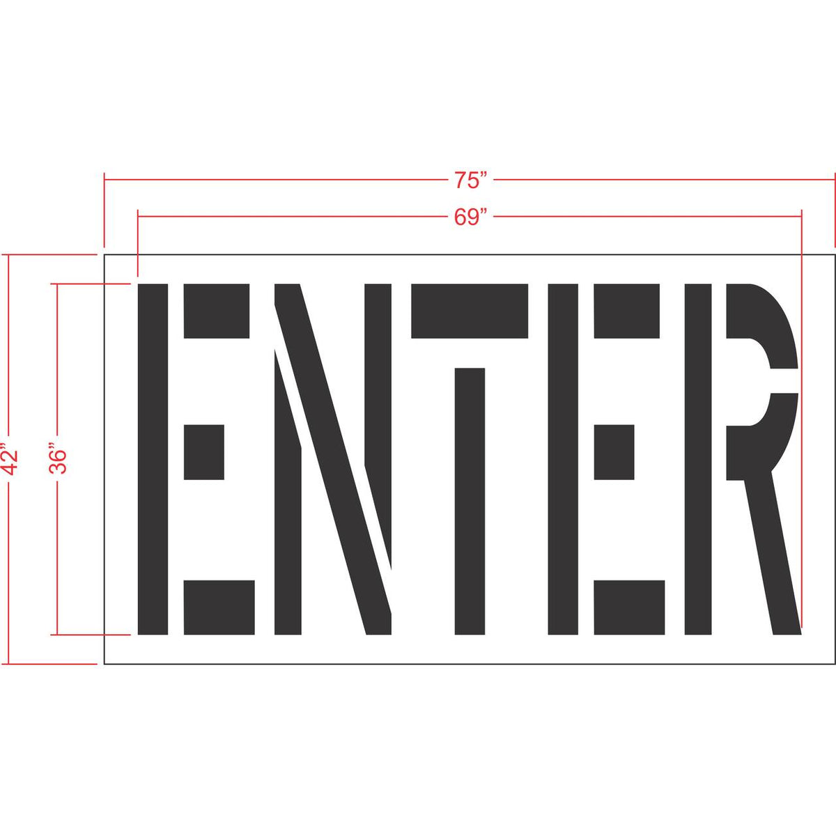 36 inch ENTER stencil for roadway and parking lot directional pavement marking applications