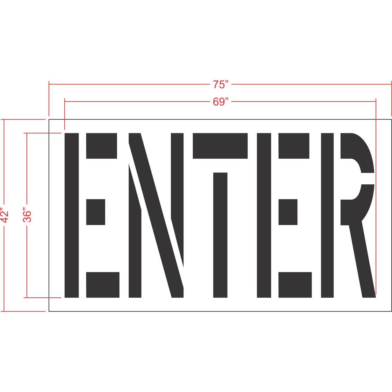36 inch ENTER stencil for roadway and parking lot directional pavement marking applications