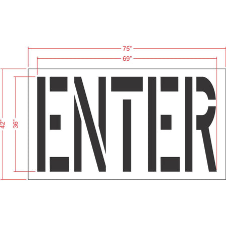 36 inch ENTER stencil for roadway and parking lot directional pavement marking applications