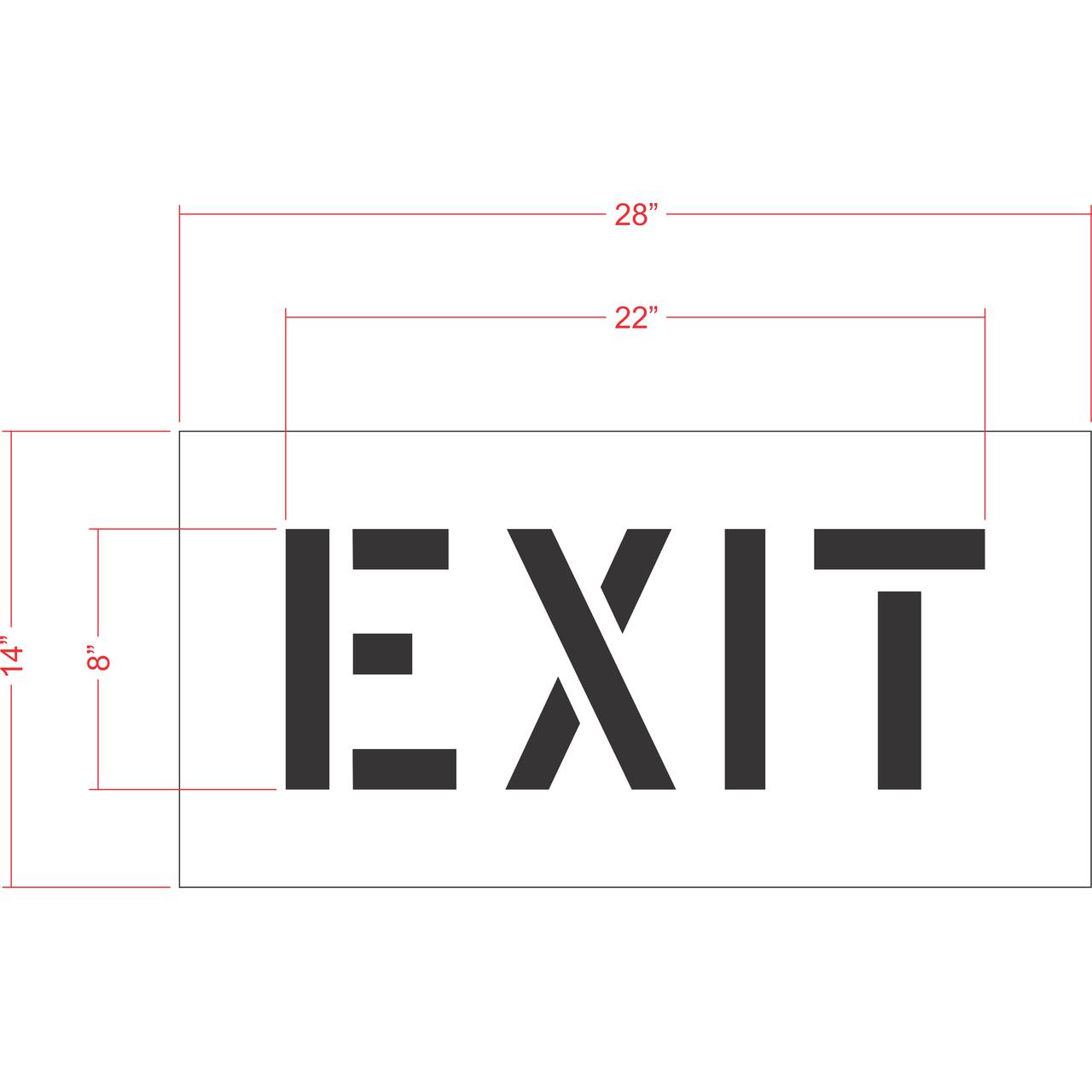 8 inch EXIT pavement marking stencil for parking lot and commercial traffic direction striping applications