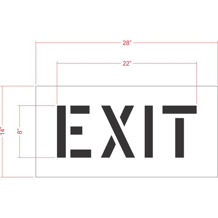 8 inch EXIT pavement marking stencil for parking lot and commercial traffic direction striping applications