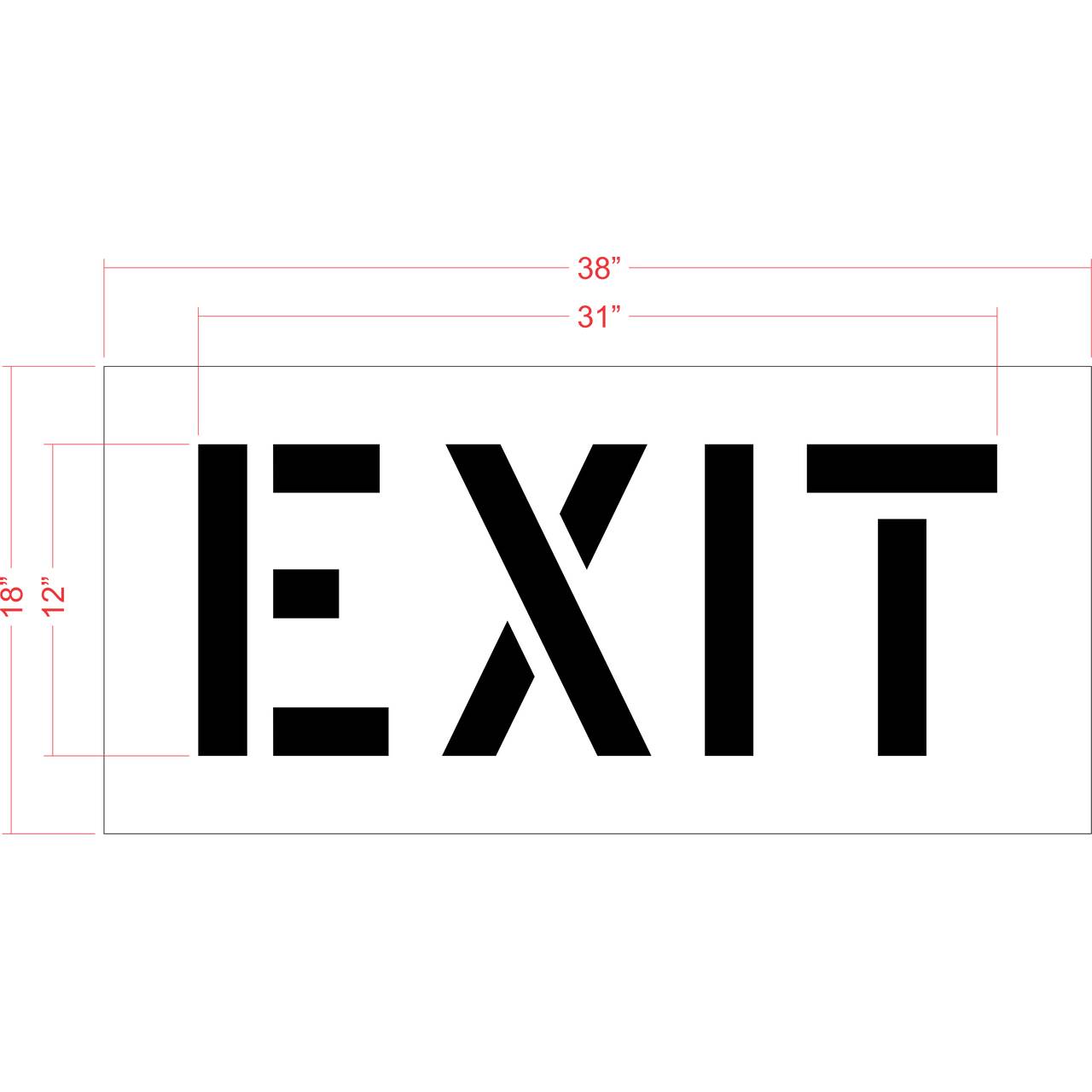 12 inch EXIT stencil for small-format parking lot and roadway directional pavement striping