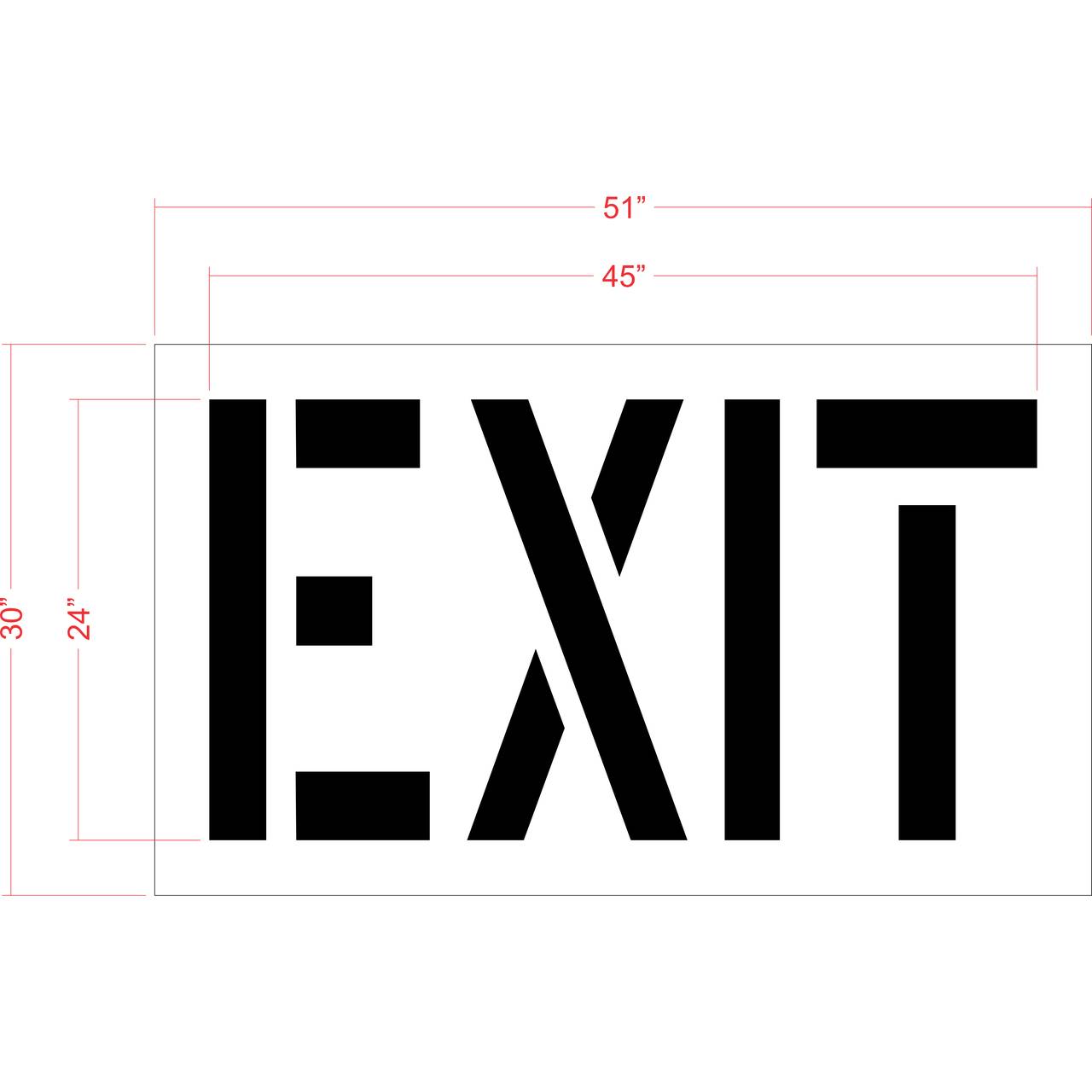 24 inch EXIT stencil for parking lot and roadway directional pavement striping applications