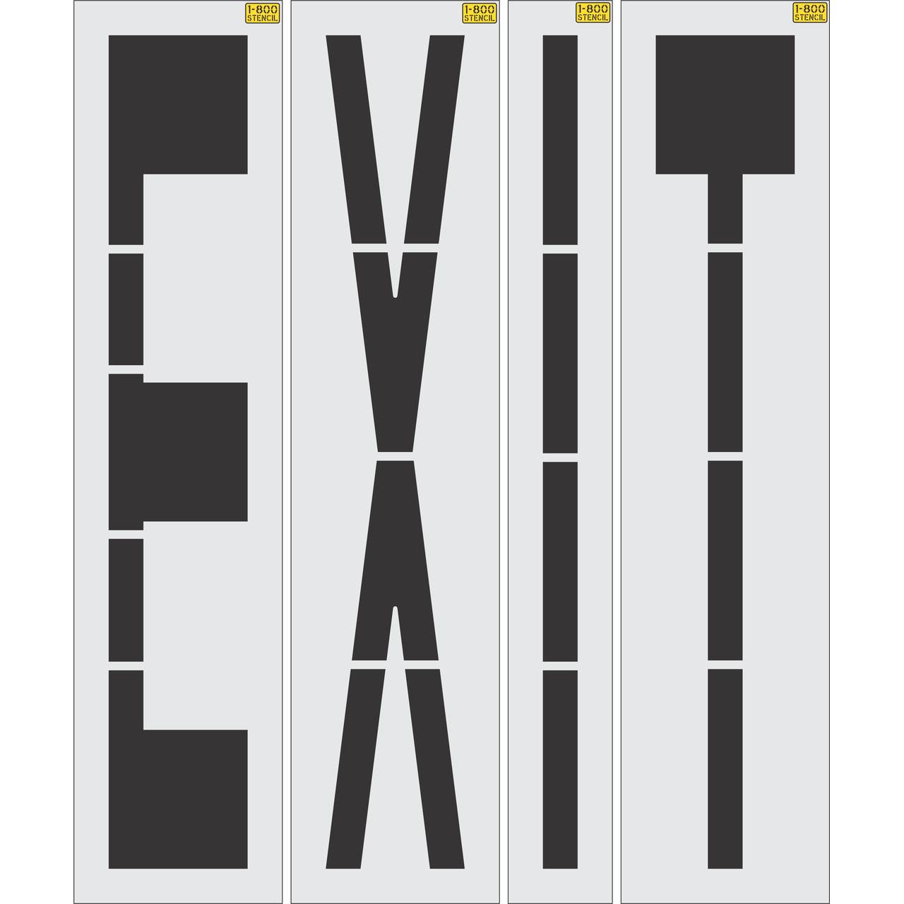 96 inch EXIT stencil for roadway, parking lot, and warehouse pavement marking applications