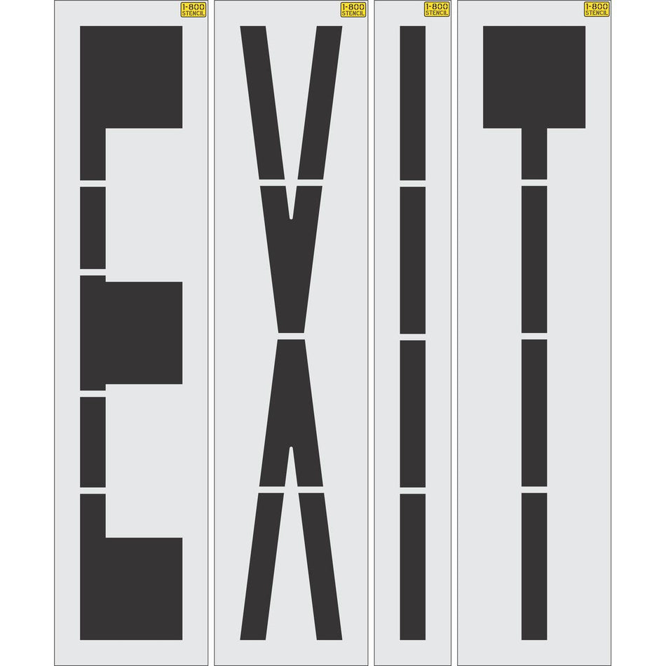96 inch EXIT stencil for roadway, parking lot, and warehouse pavement marking applications