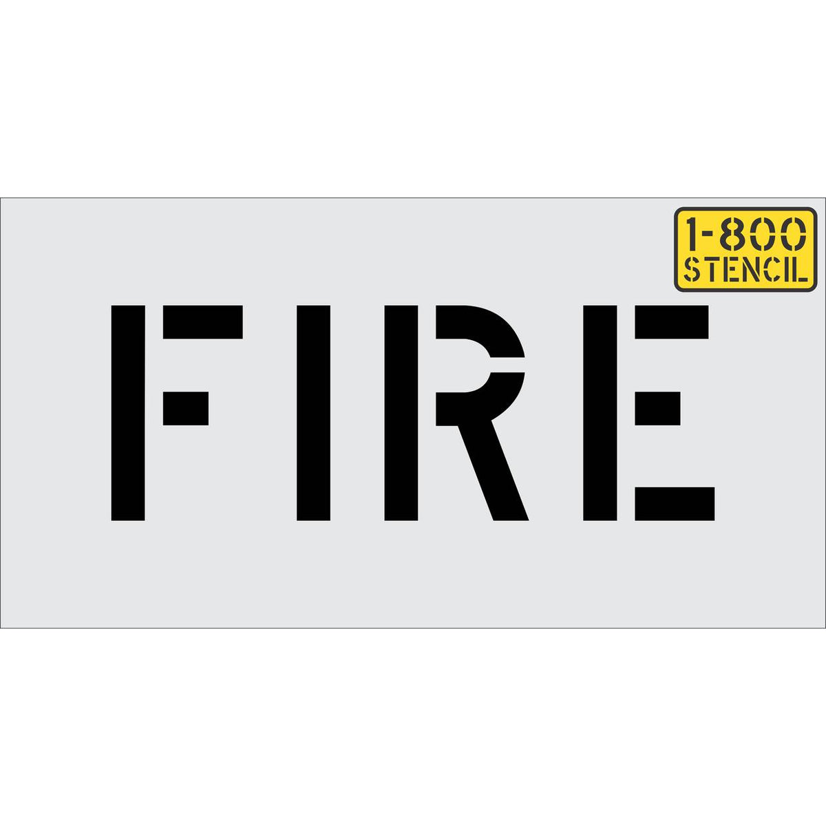 6 inch FIRE stencil for curb, parking lot, and municipal pavement marking applications