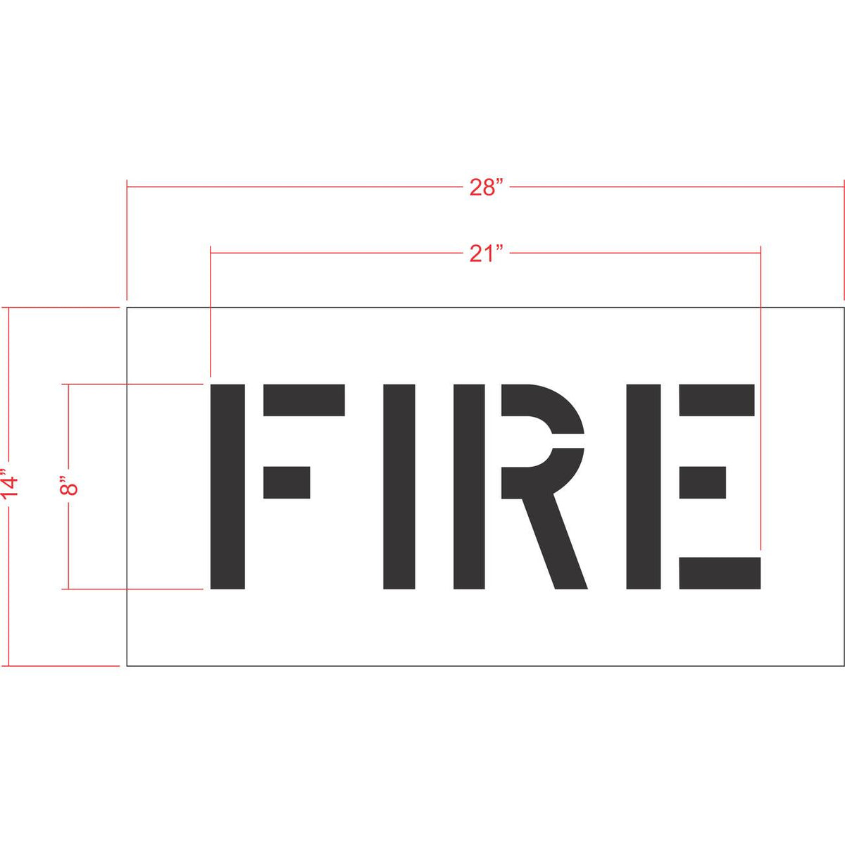 8 inch FIRE pavement marking stencil for parking lot and commercial safety striping applications
