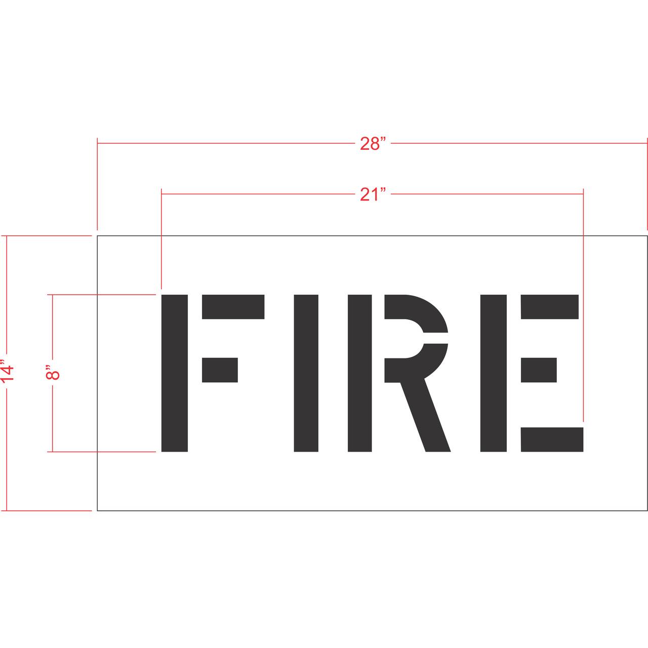 8 inch FIRE pavement marking stencil for parking lot and commercial safety striping applications