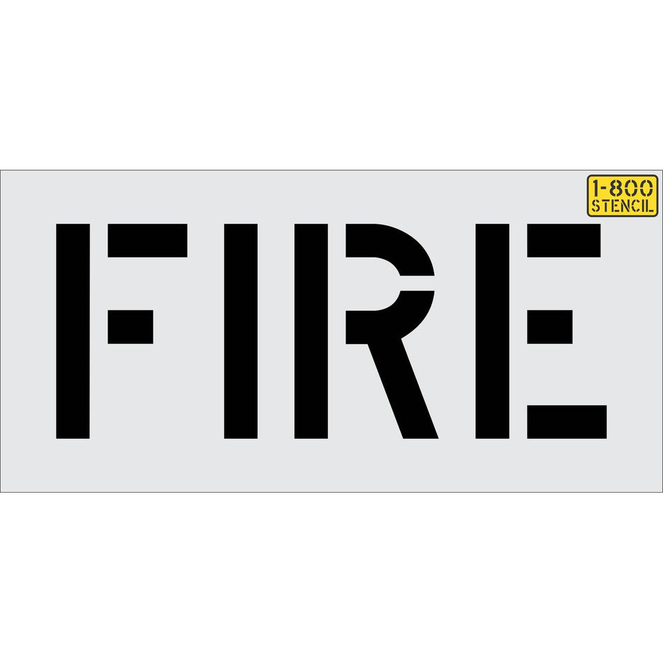 12 inch FIRE stencil for parking lot, curb, and municipal pavement marking applications