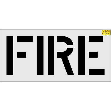 18 inch FIRE stencil for parking lot, curb, and municipal pavement marking applications