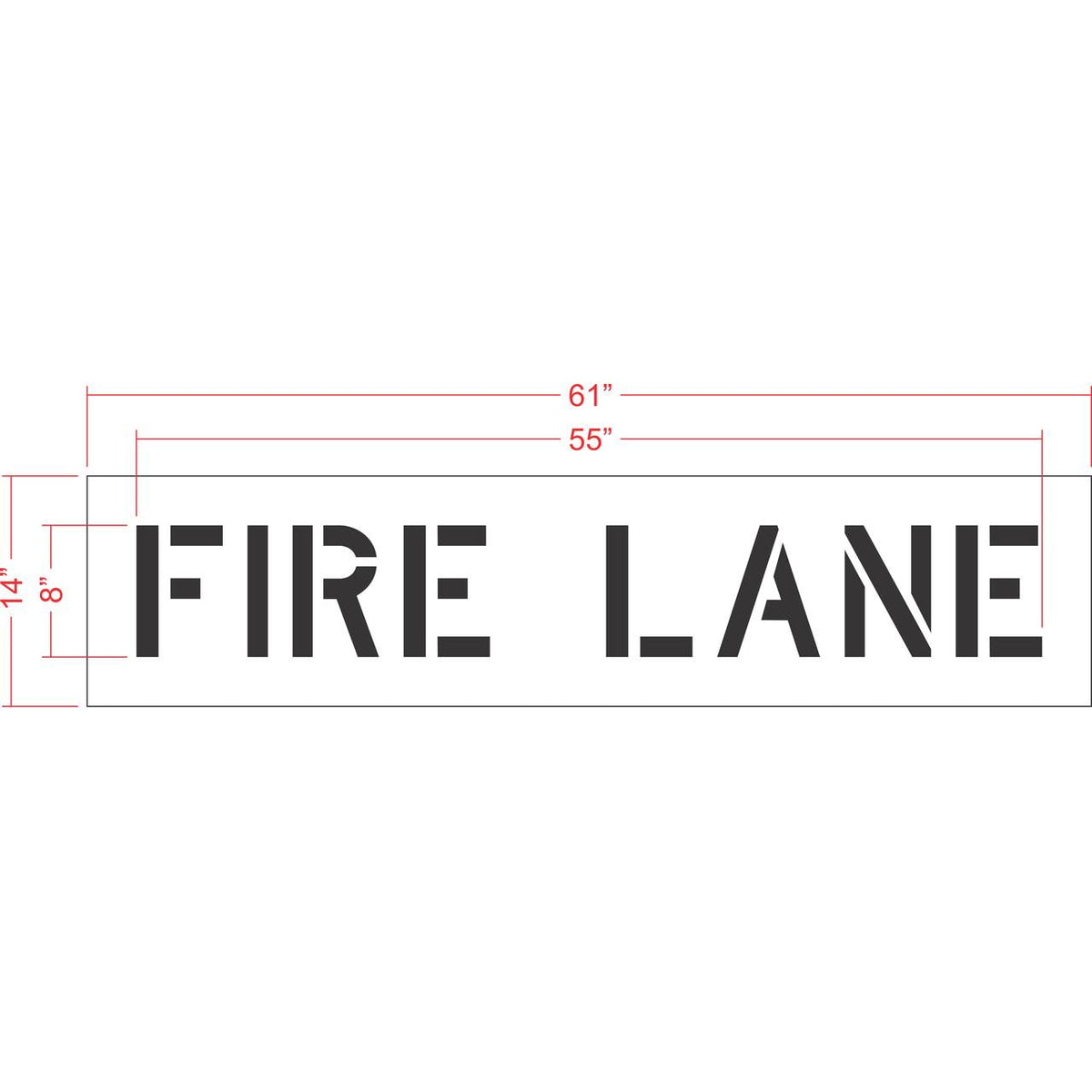 8 inch FIRE LANE pavement marking stencil for parking lot and commercial fire lane striping applications