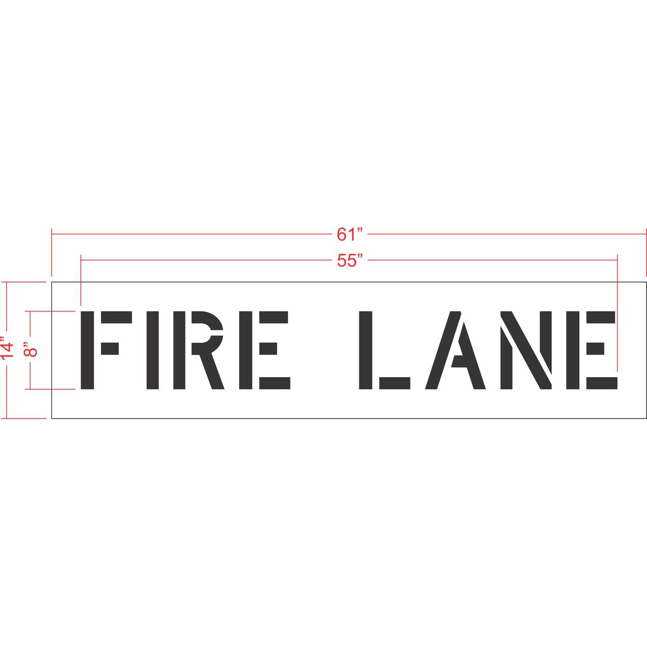 8 inch FIRE LANE pavement marking stencil for parking lot and commercial fire lane striping applications