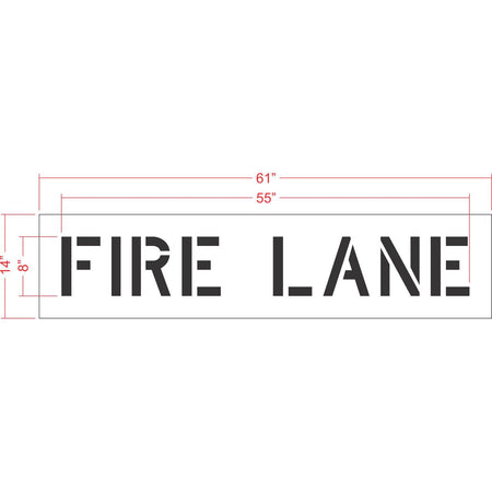 8 inch FIRE LANE pavement marking stencil for parking lot and commercial fire lane striping applications