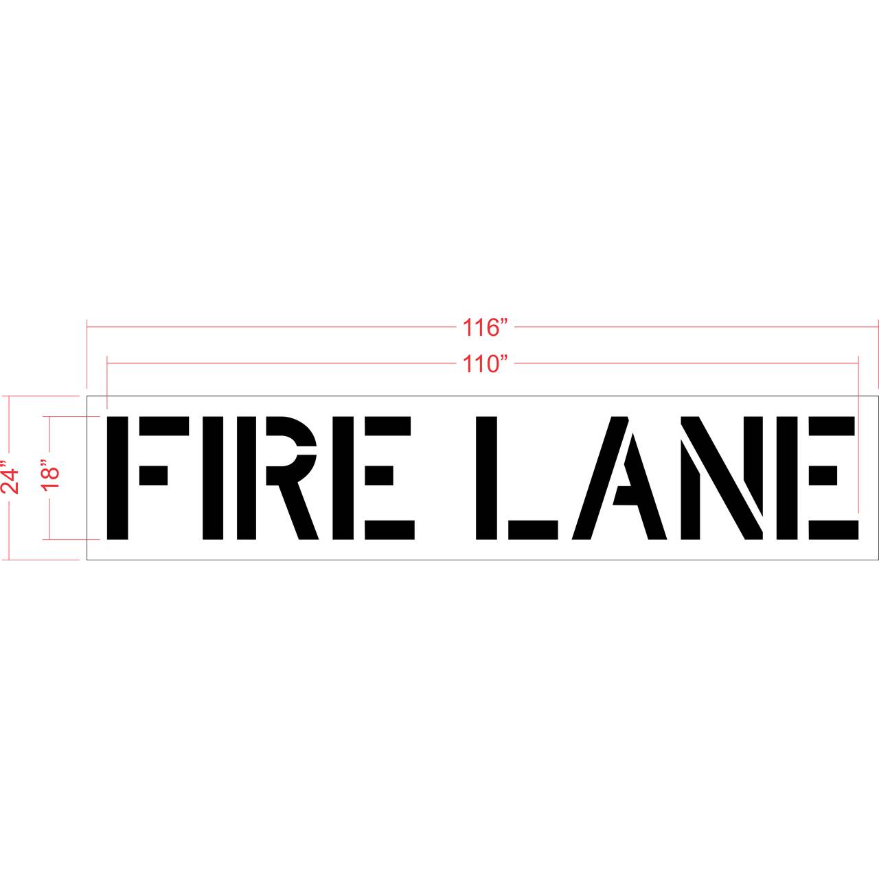 18 inch FIRE LANE pavement marking stencil for parking lot and commercial fire lane striping applications