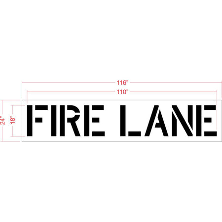 18 inch FIRE LANE pavement marking stencil for parking lot and commercial fire lane striping applications