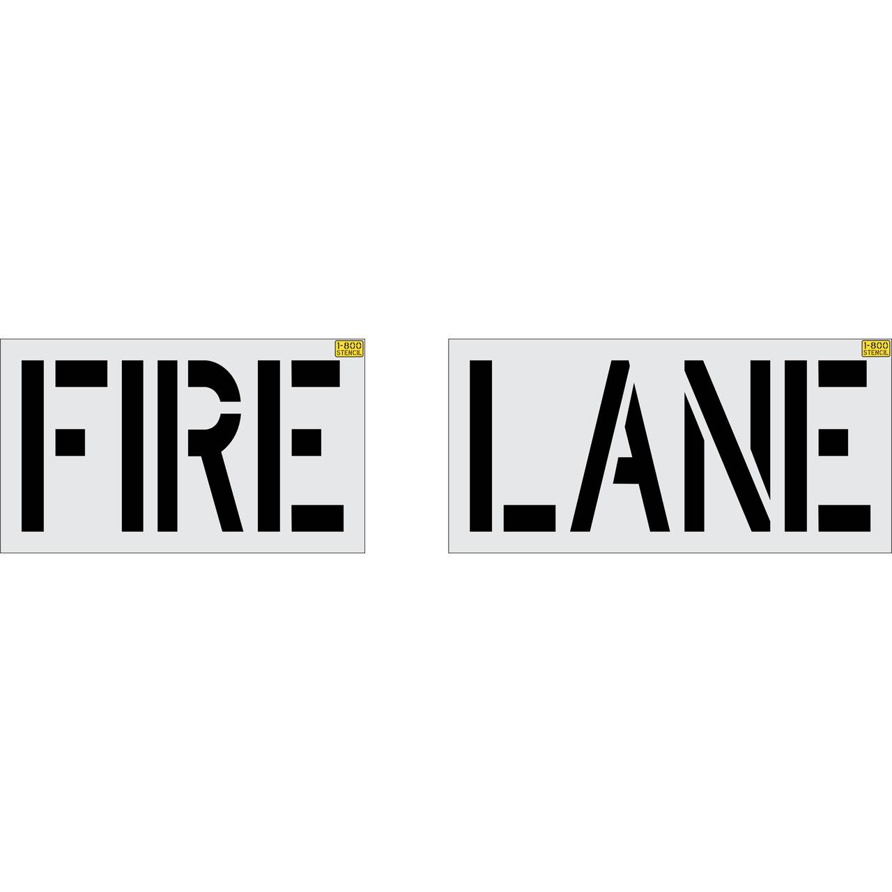 24 inch FIRE LANE pavement marking stencil for parking lot and commercial fire lane striping applications