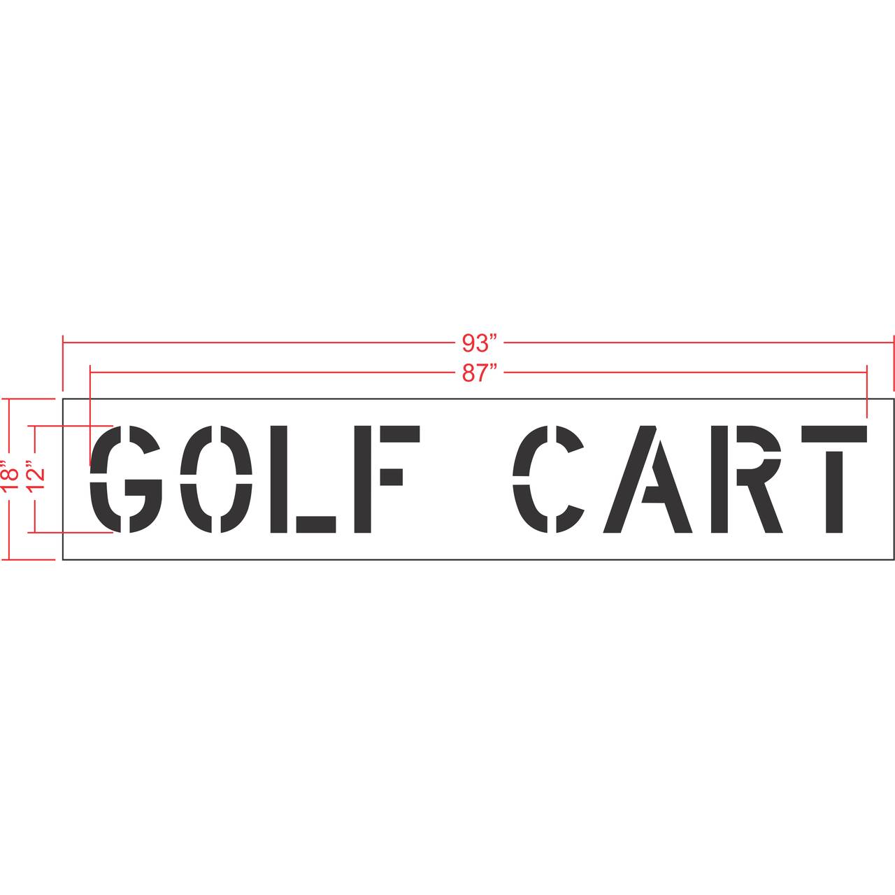 12 inch GOLF CART stencil for golf course, resort, and parking lot pavement marking applications