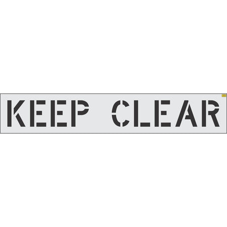 12 inch KEEP CLEAR pavement marking stencil for parking lot and commercial traffic control striping applications