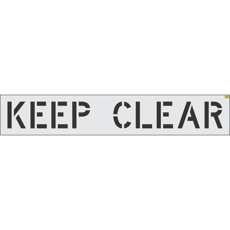 12 inch KEEP CLEAR pavement marking stencil for parking lot and commercial traffic control striping applications