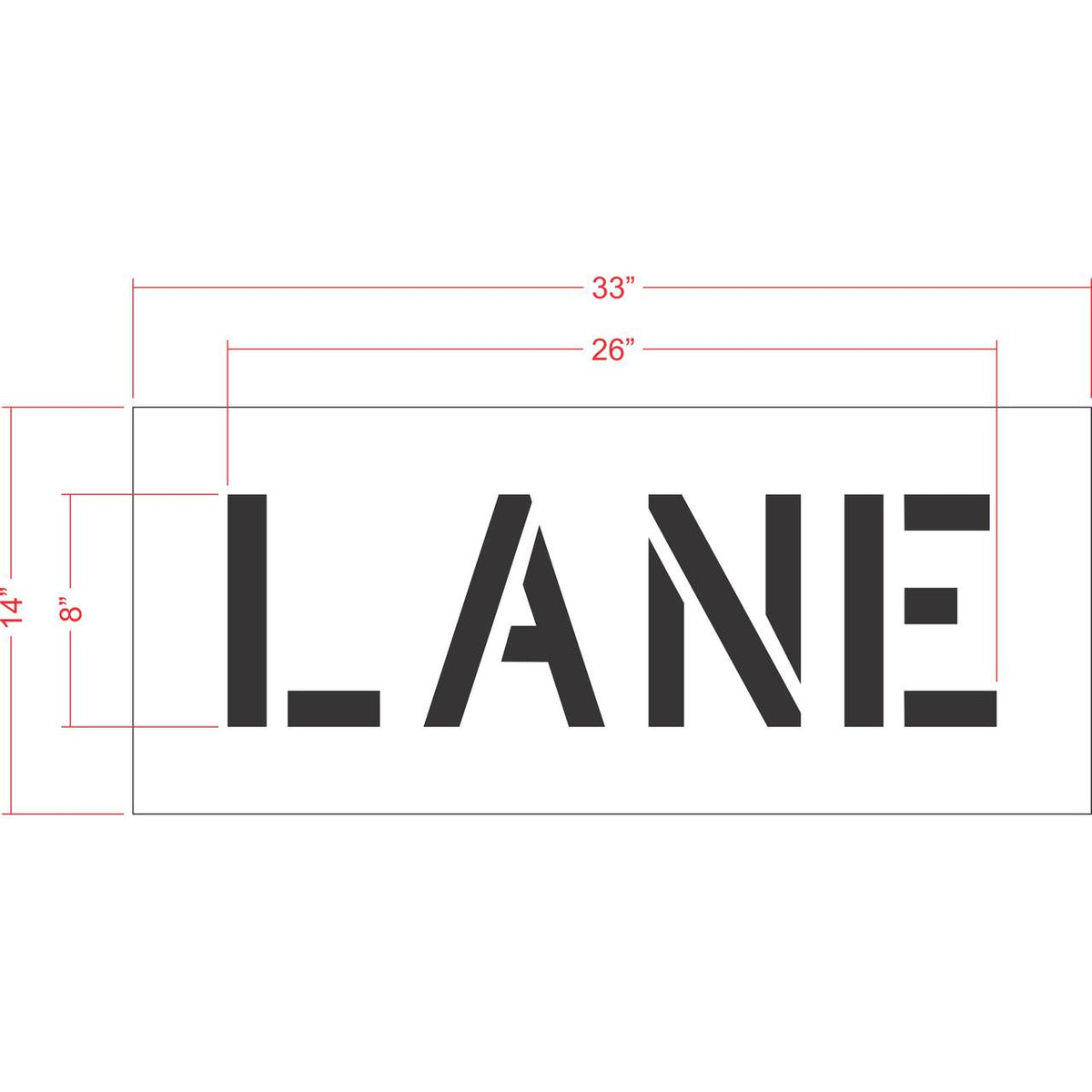 8 inch LANE pavement marking stencil for parking lot and roadway striping applications