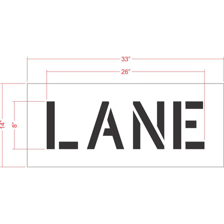 8 inch LANE pavement marking stencil for parking lot and roadway striping applications