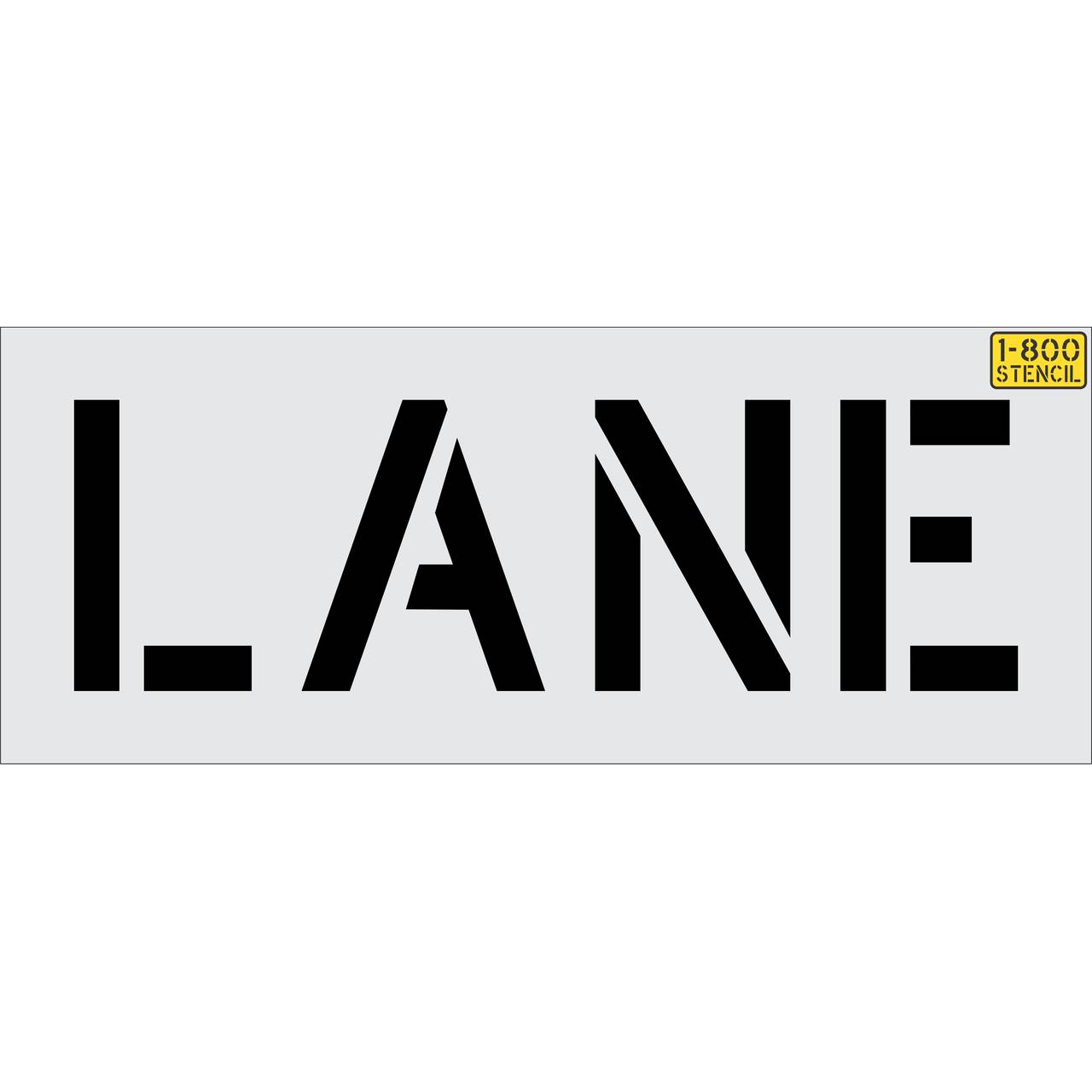 12 inch LANE stencil for roadway and parking lot pavement marking applications