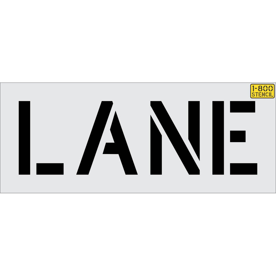 12 inch LANE stencil for roadway and parking lot pavement marking applications