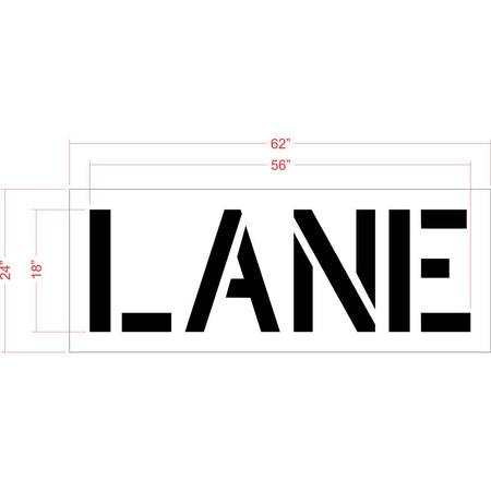 18 inch LANE stencil for roadway and parking lot pavement marking applications