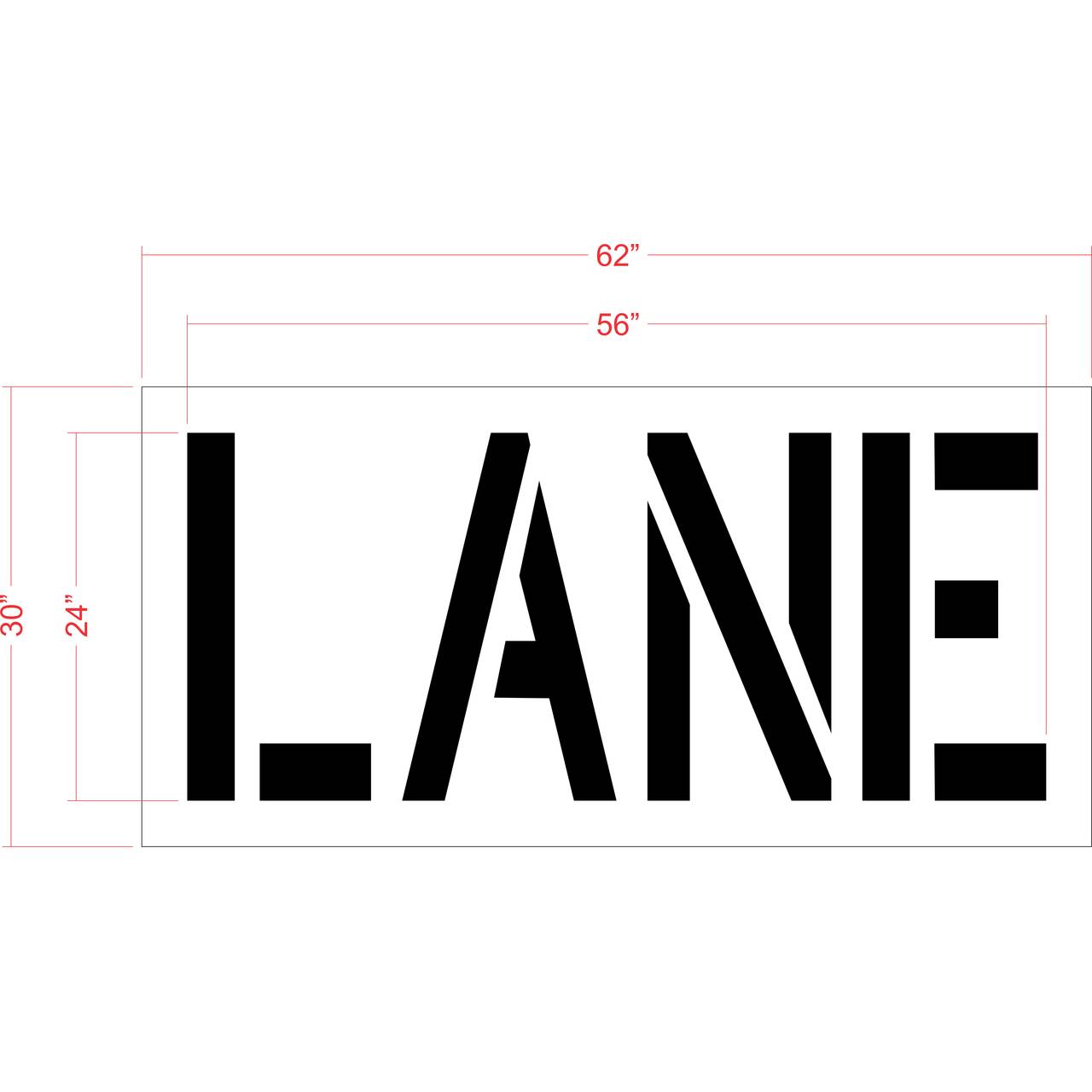 24 inch LANE pavement marking stencil for parking lot and roadway traffic striping applications