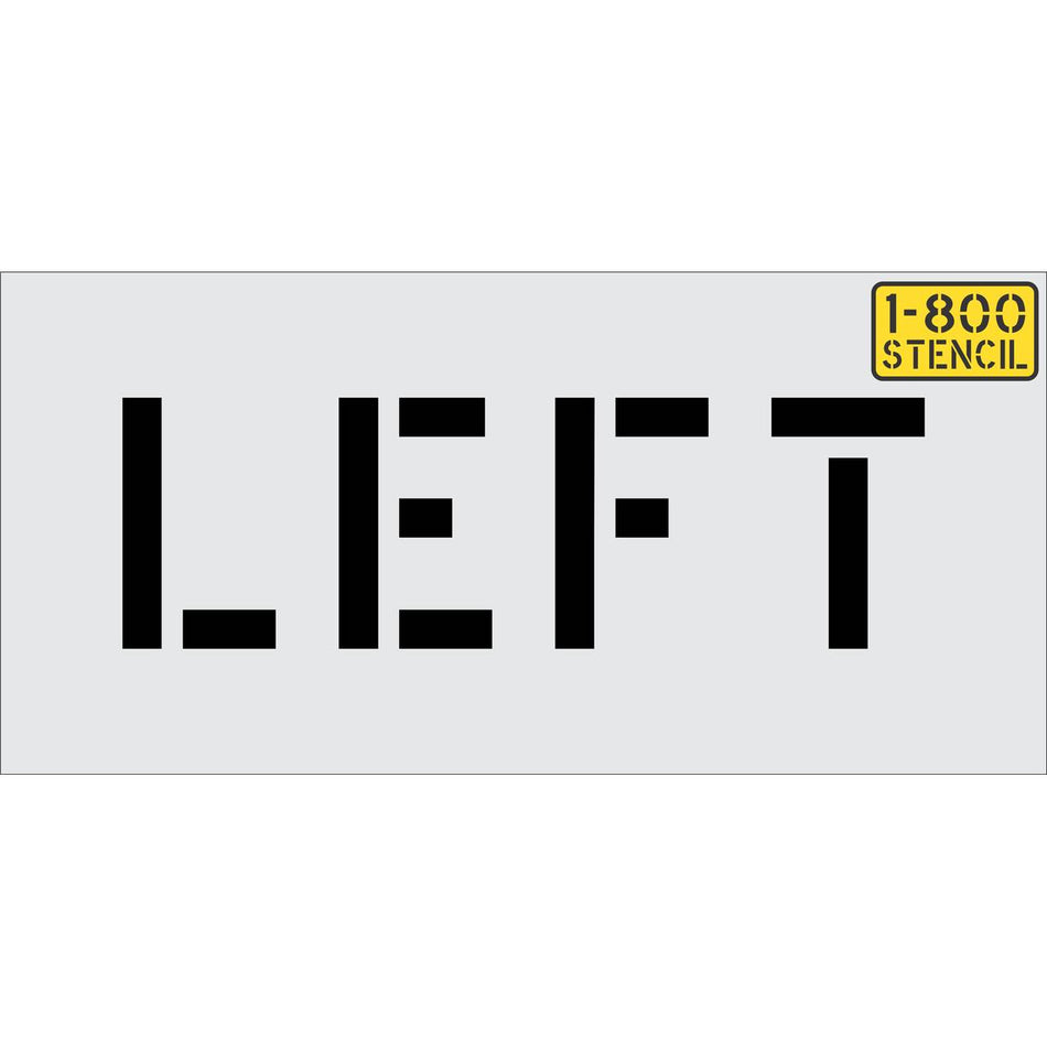 6 inch LEFT stencil for small-format directional parking lot and roadway pavement striping applications