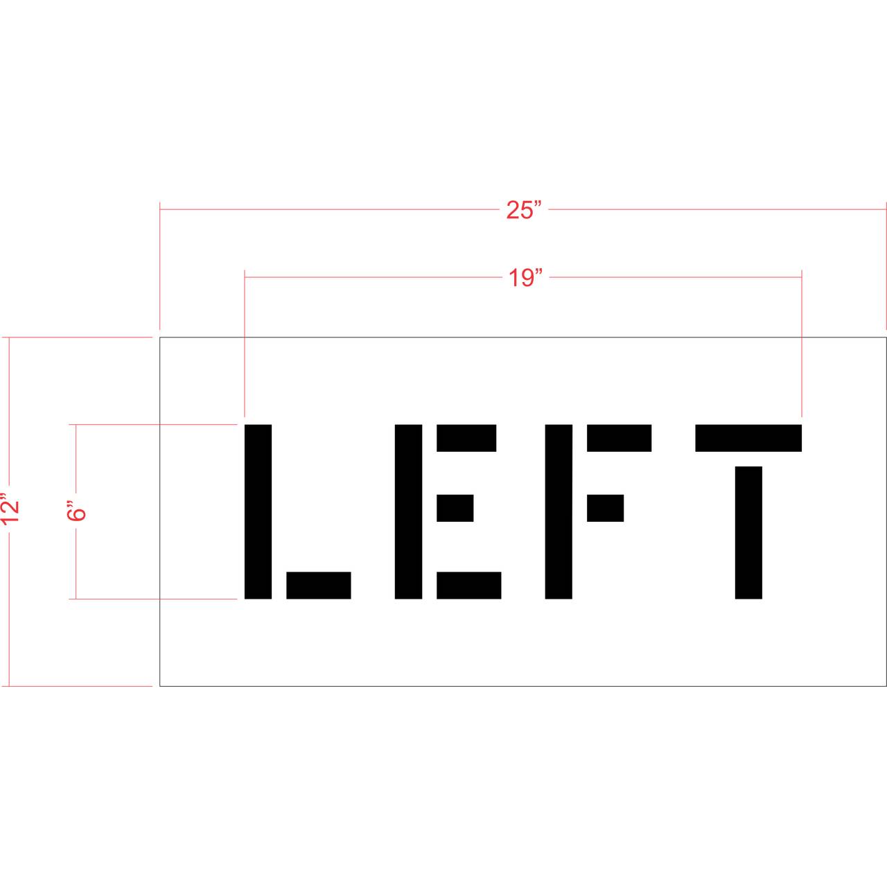 6 inch LEFT stencil for small-format directional parking lot and roadway pavement striping applications