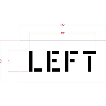 6 inch LEFT stencil for small-format directional parking lot and roadway pavement striping applications