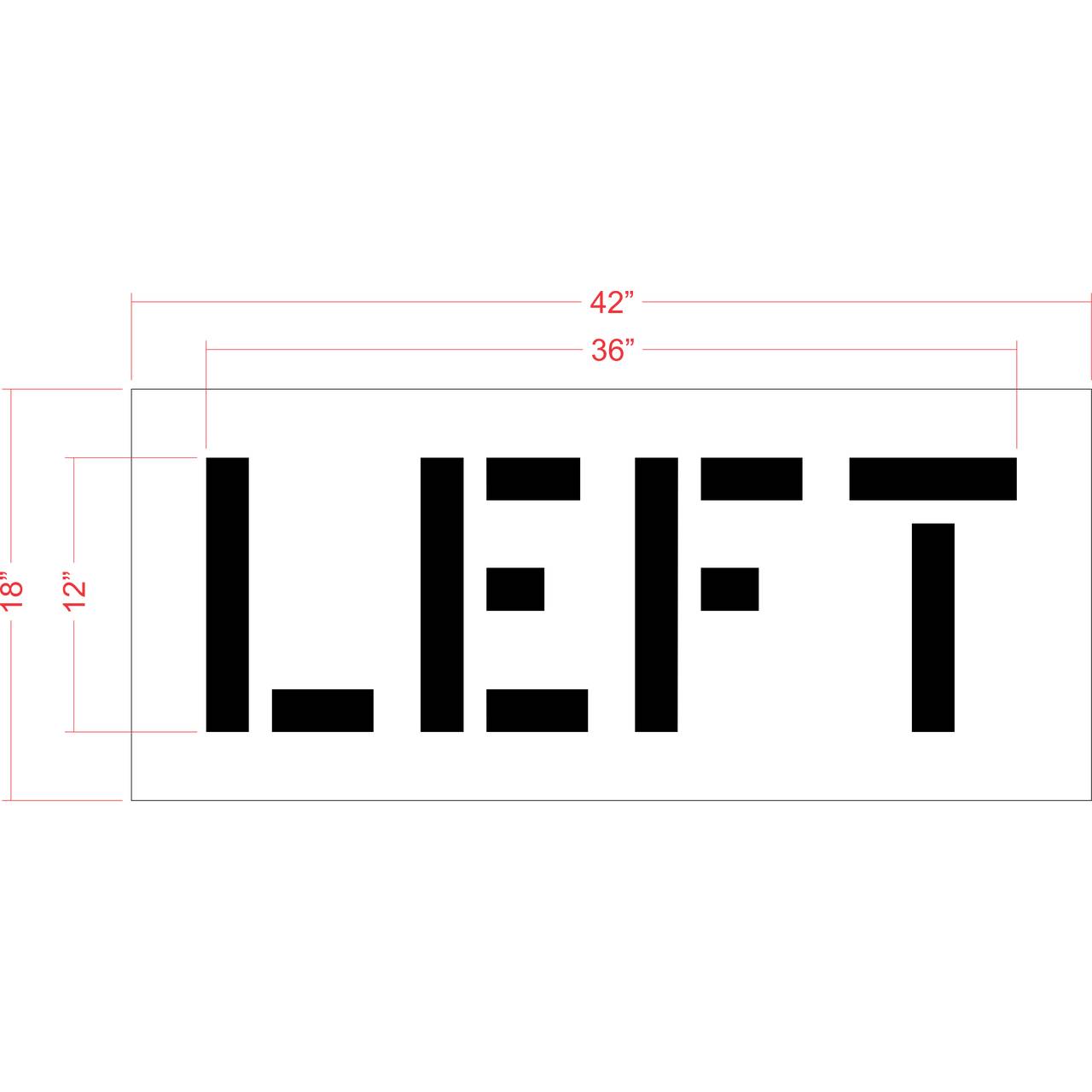 12 inch LEFT stencil for directional parking lot and roadway pavement striping applications