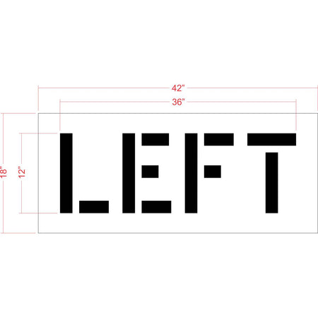 12 inch LEFT stencil for directional parking lot and roadway pavement striping applications