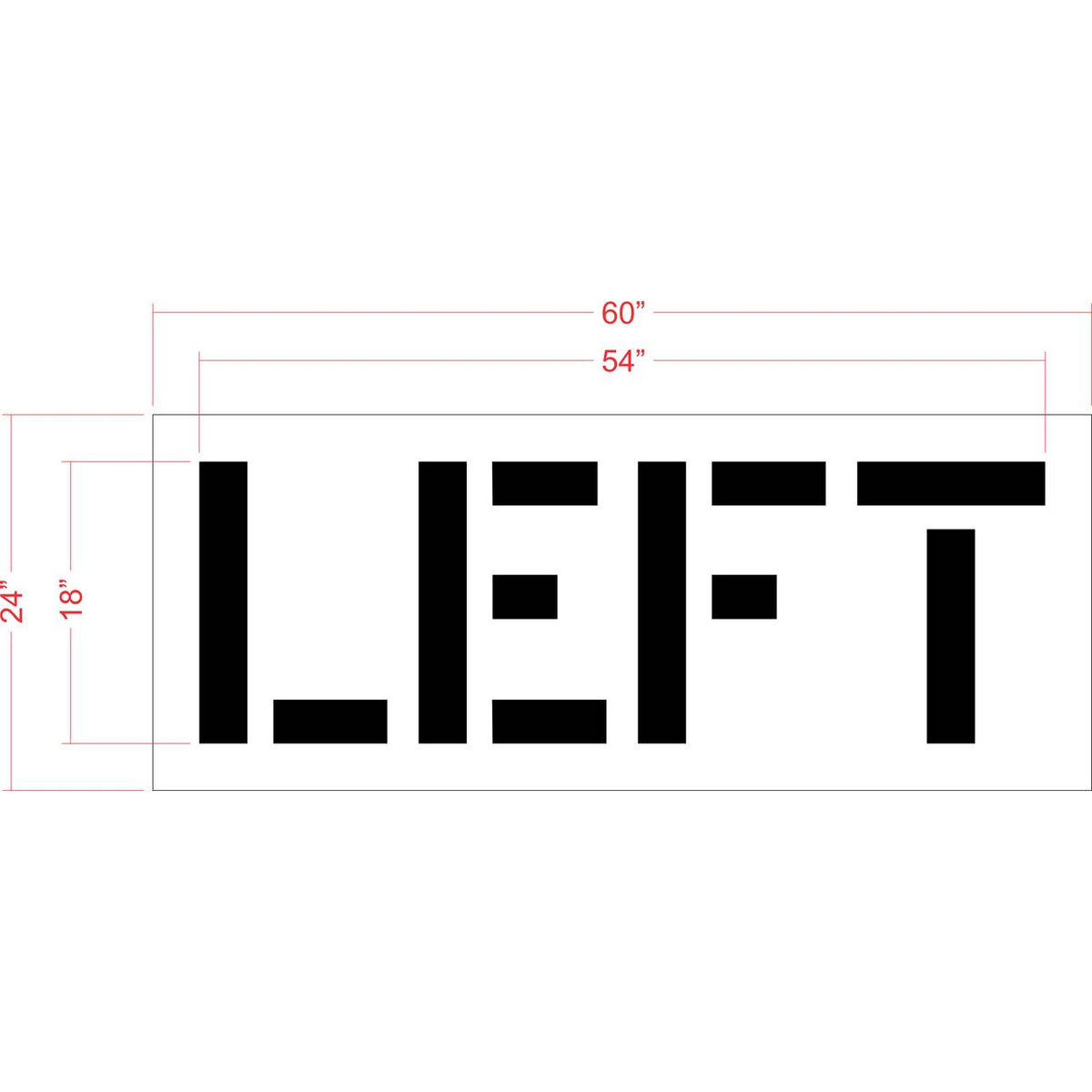 18 inch LEFT stencil for directional parking lot and roadway pavement striping applications