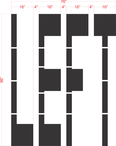 96 inch LEFT stencil for large-format roadway and parking lot directional pavement striping