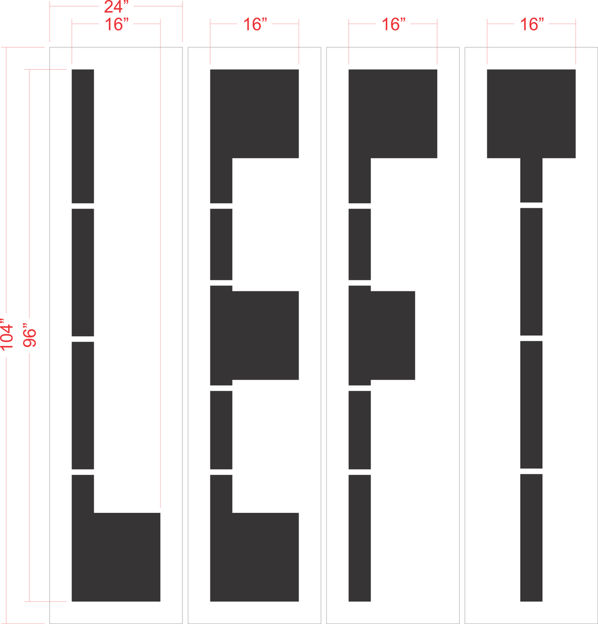 96 inch LEFT stencil for large-format roadway and parking lot directional pavement striping
