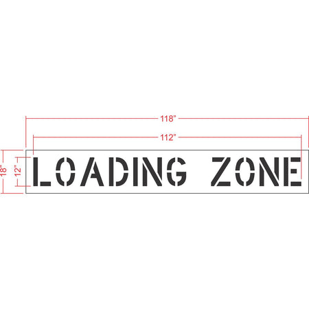 12 inch LOADING ZONE stencil for parking lot and commercial pavement marking applications
