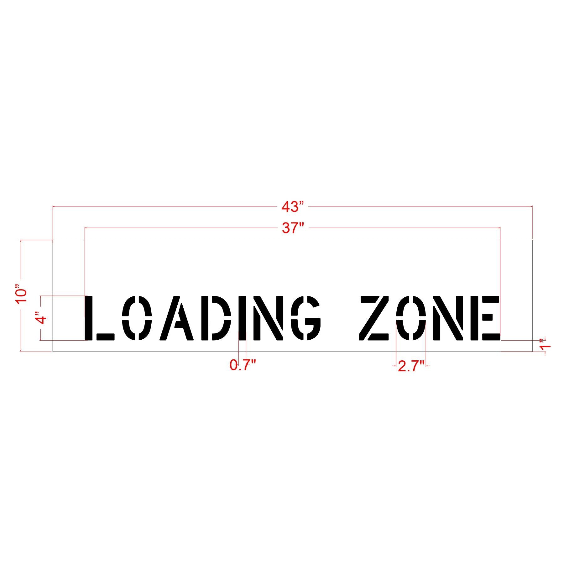 Dimension 4-inch Curb LOADING ZONE pavement marking stencil for designating loading and unloading areas