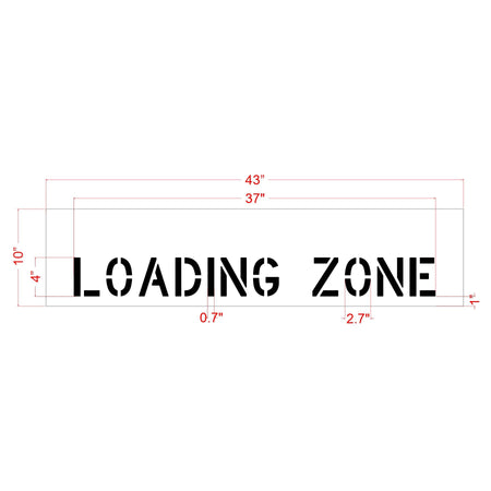 Dimension 4-inch Curb LOADING ZONE pavement marking stencil for designating loading and unloading areas