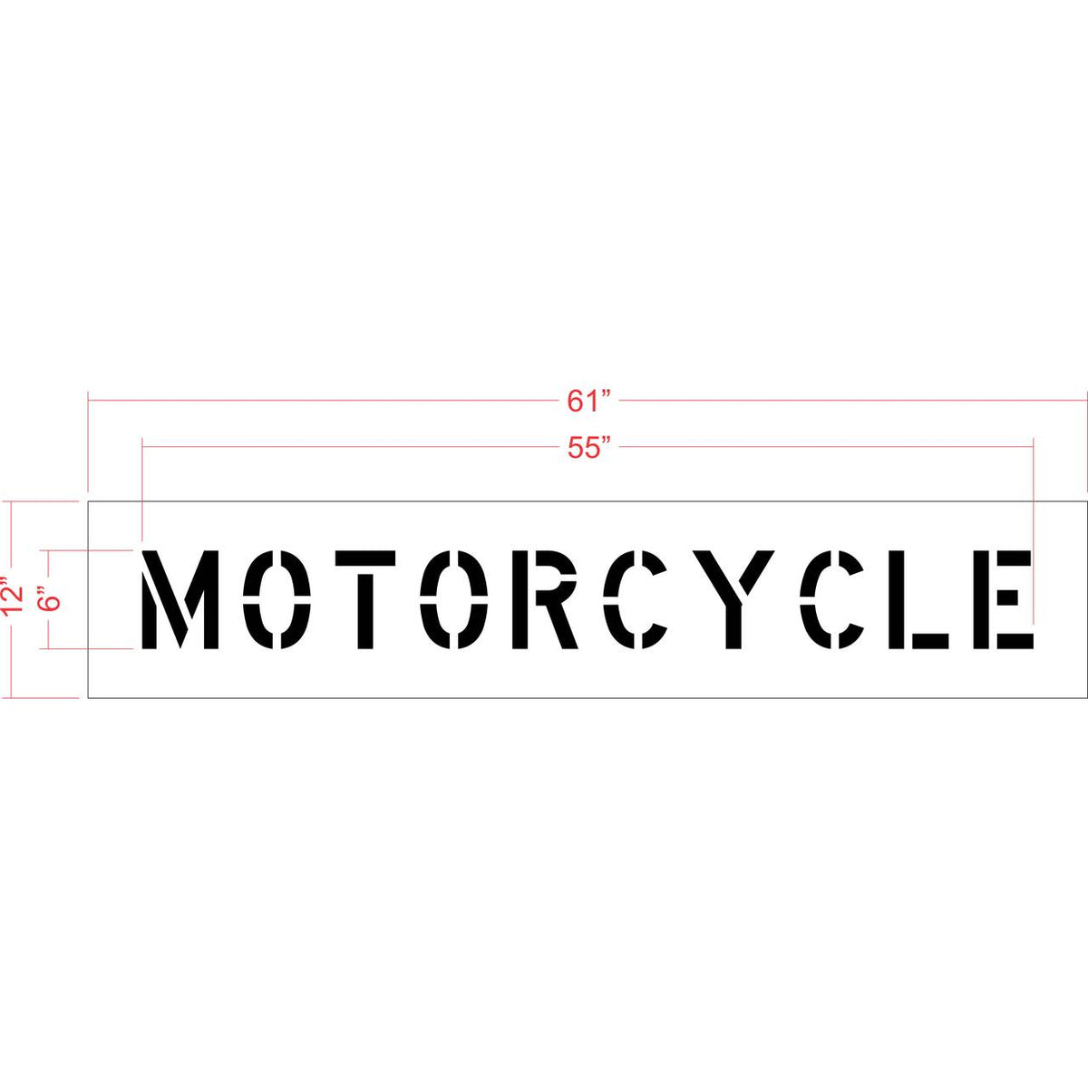 6 inch MOTORCYCLE stencil for small-format motorcycle parking and pavement striping applications