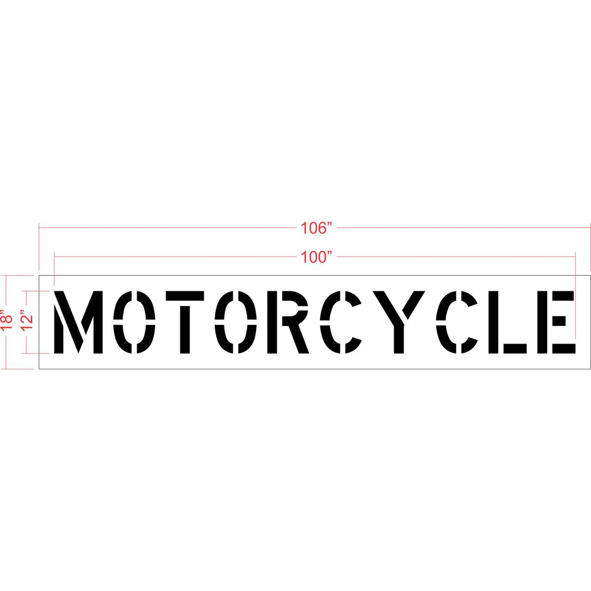 12 inch MOTORCYCLE stencil for designated motorcycle parking and pavement striping applications