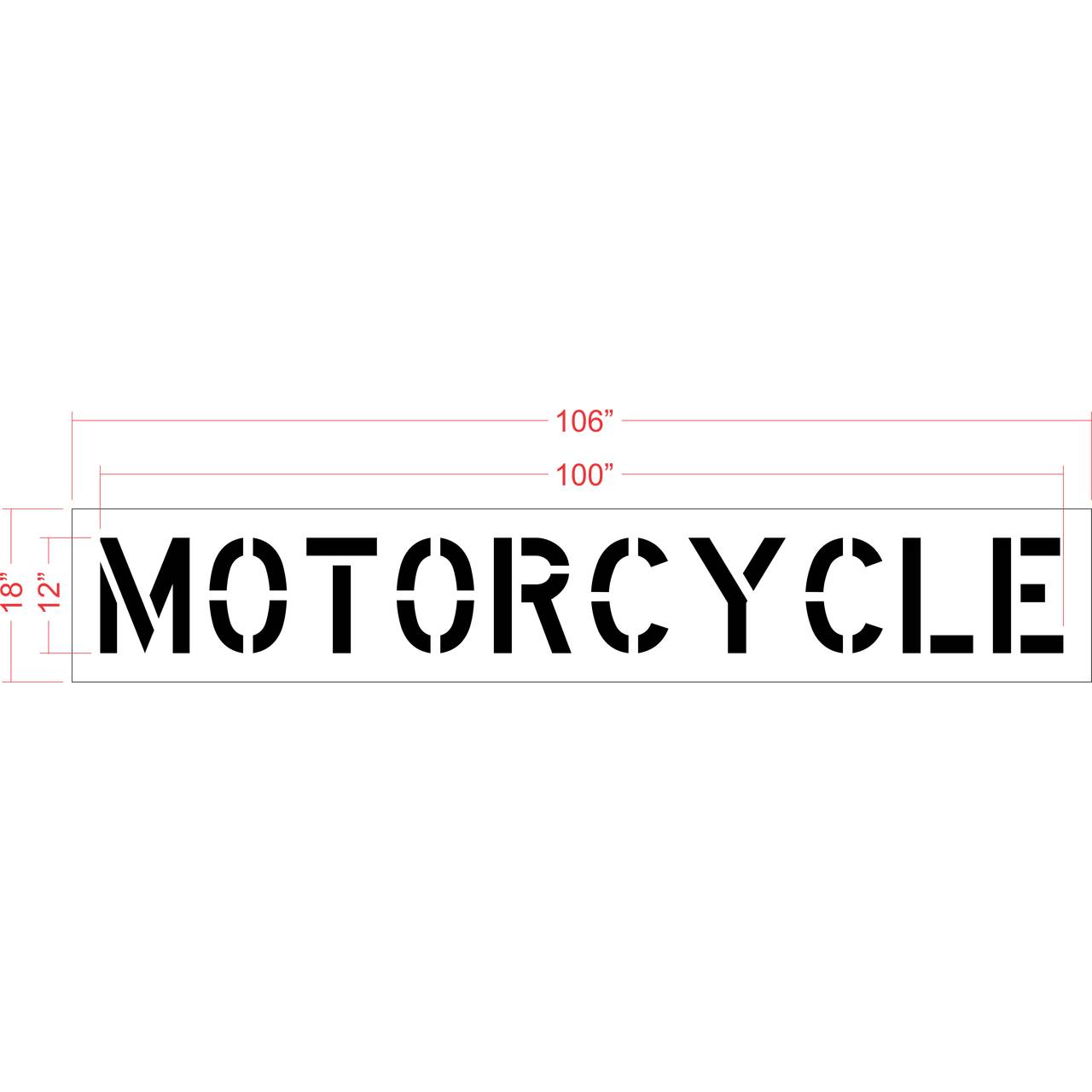12 inch MOTORCYCLE stencil for designated motorcycle parking and pavement striping applications
