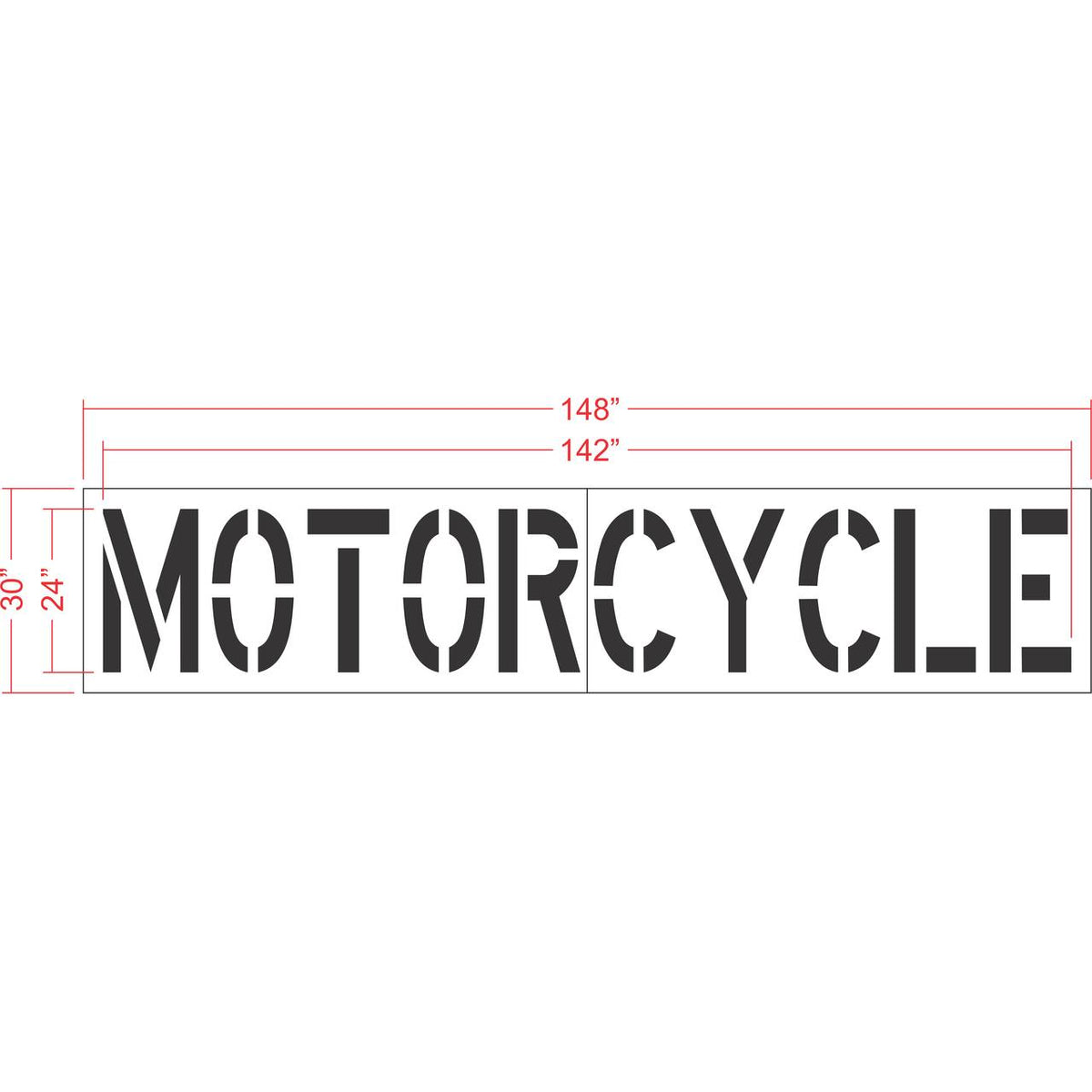 24 inch MOTORCYCLE pavement marking stencil for designated motorcycle parking space striping applications