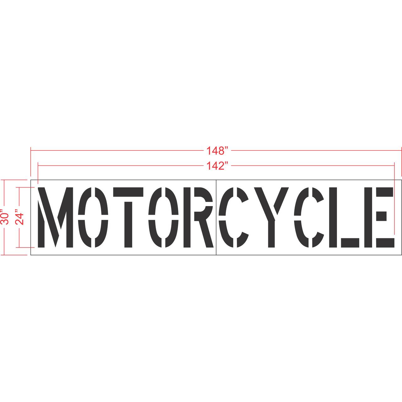 24 inch MOTORCYCLE pavement marking stencil for designated motorcycle parking space striping applications
